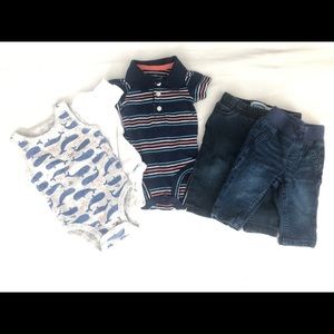 5-Piece Jeans & Bodysuits Set | Baby Boy Bundle